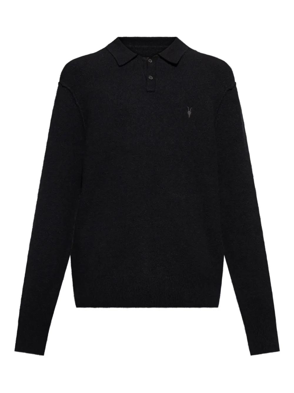 AllSaints Sattten Polo-Neck Long-Sleeves Sweater in Black for Men