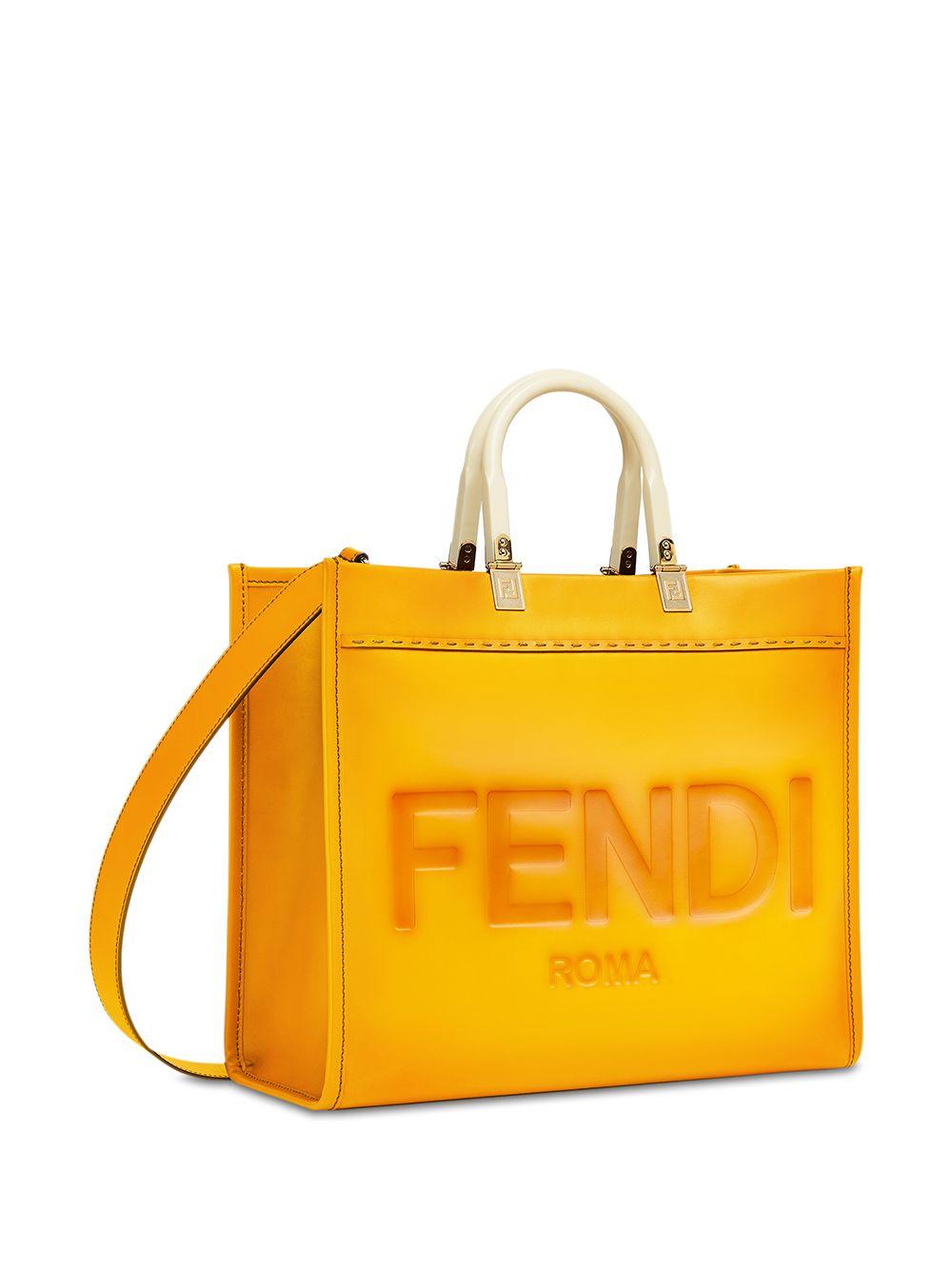 Fendi Medium Sunshine Leather Tote Bag in Orange | Lyst