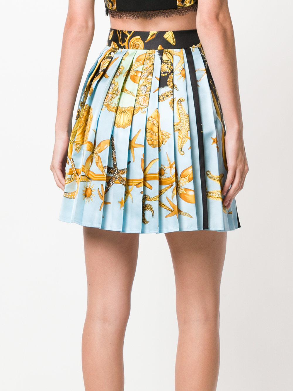 【関税＆送料込み】Versace Multicolor Pleated Mini Skirt Wi Pleated skirt with baroque print brand VERSACE JEANS COUTURE