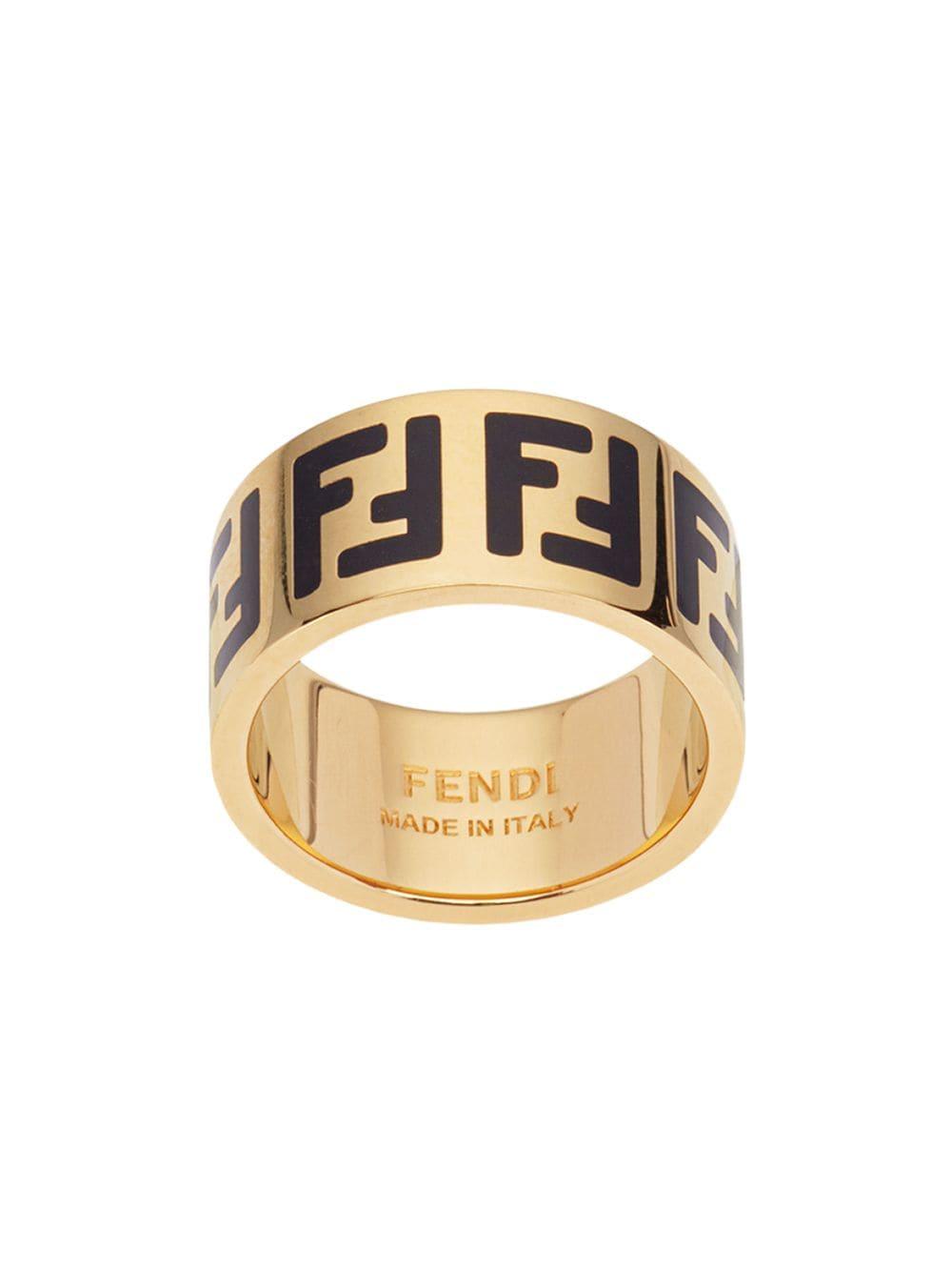 Fendi Monogram Pattern Ring in Gold (Metallic) - Lyst