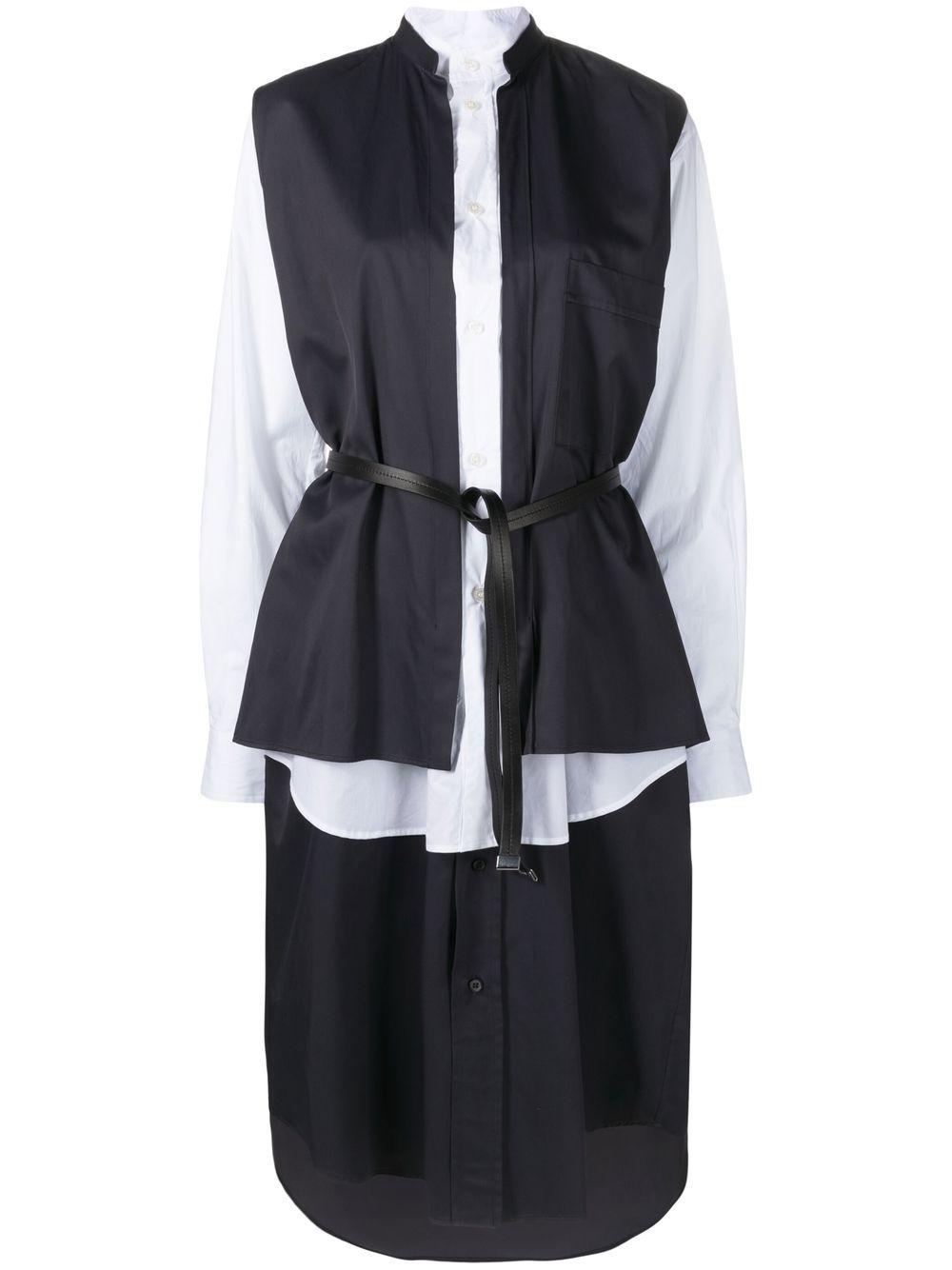 plan-c-two-tone-layered-shirt-dress-in-blue-lyst