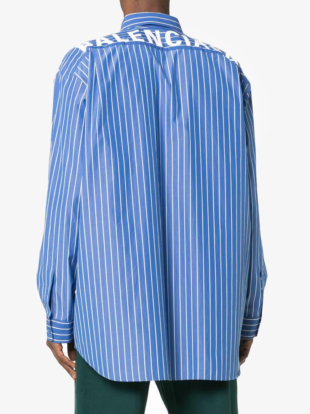 BALENCIAGA Stripe Back Logo Shirt 38-