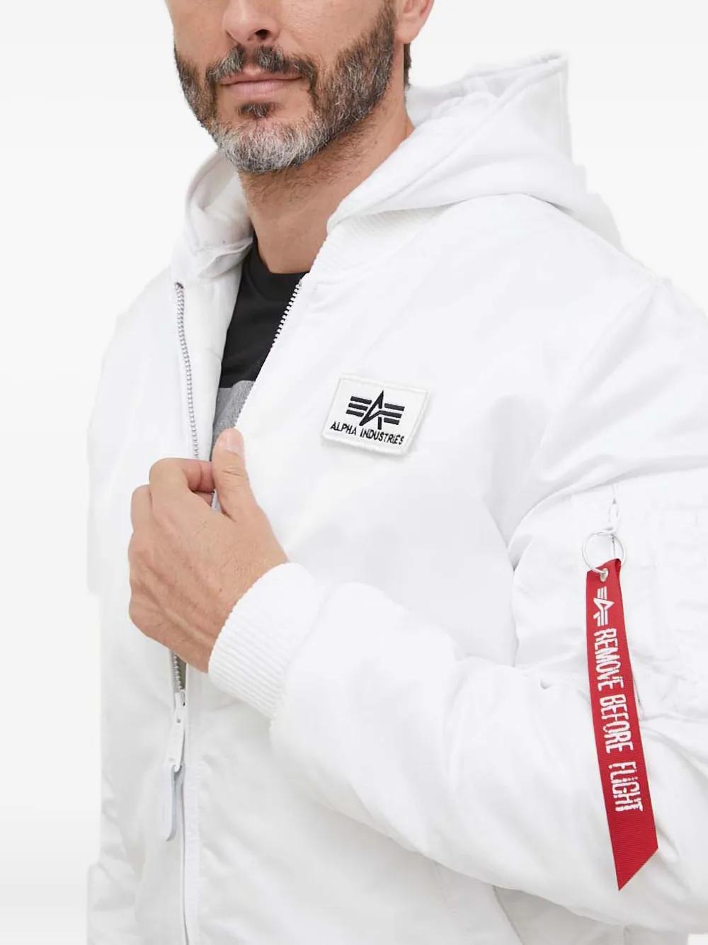Alpha Industries Ma-1 Zip Hooded Bomber Jacket in White for Men | Lyst
