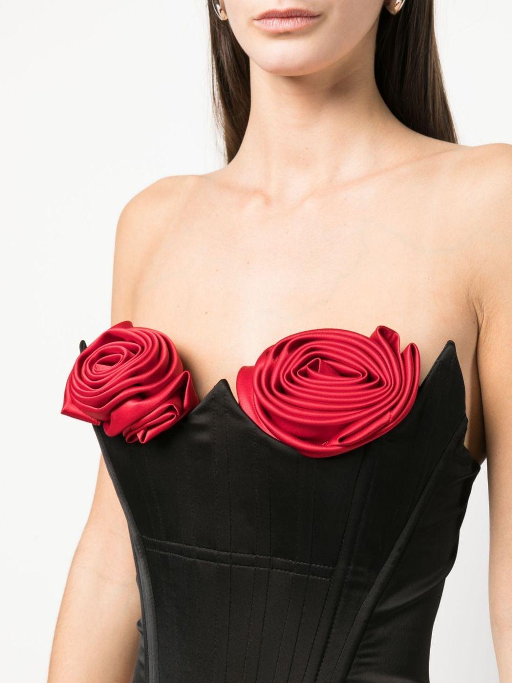 Cristina Savulescu strapless faux-rose corset top - Green