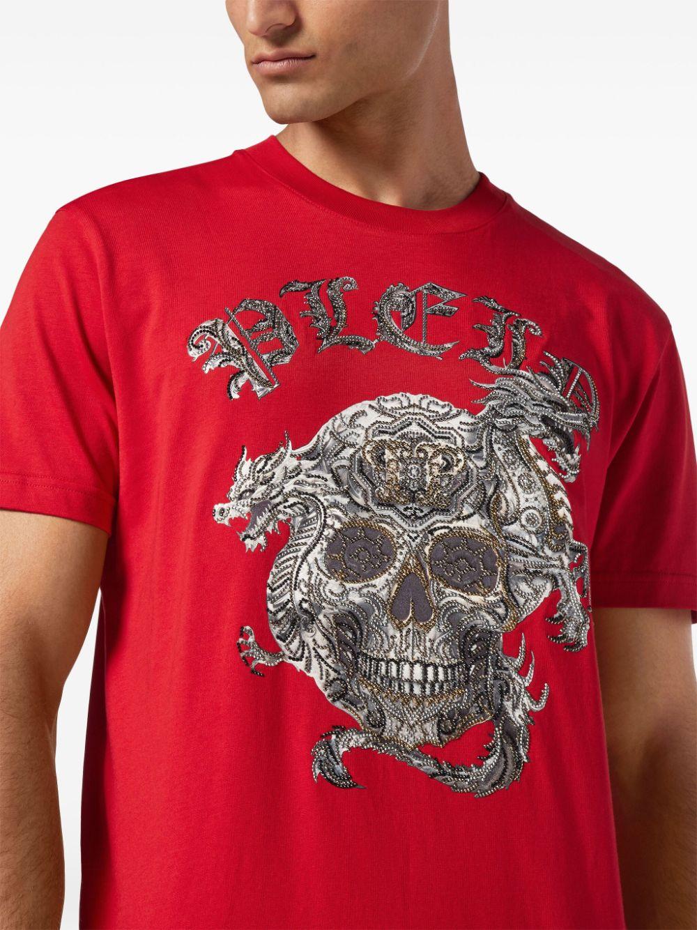 Philipp plein t shirt red skull deals