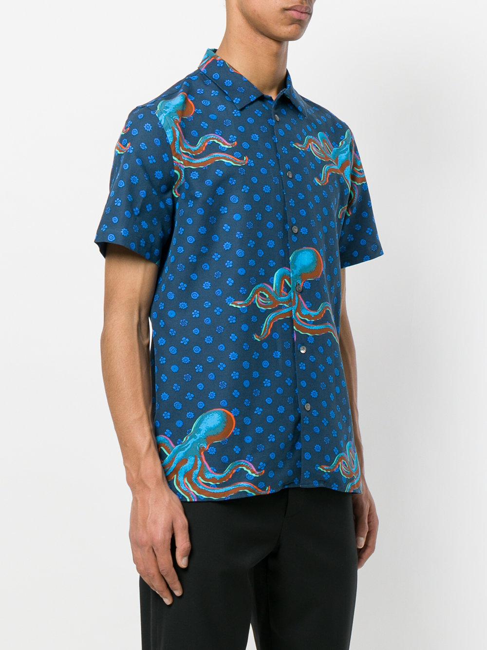 PS by Paul Smith Cotton Octopus Print Short Sleeve Shirt in Brown for Men -  Lyst