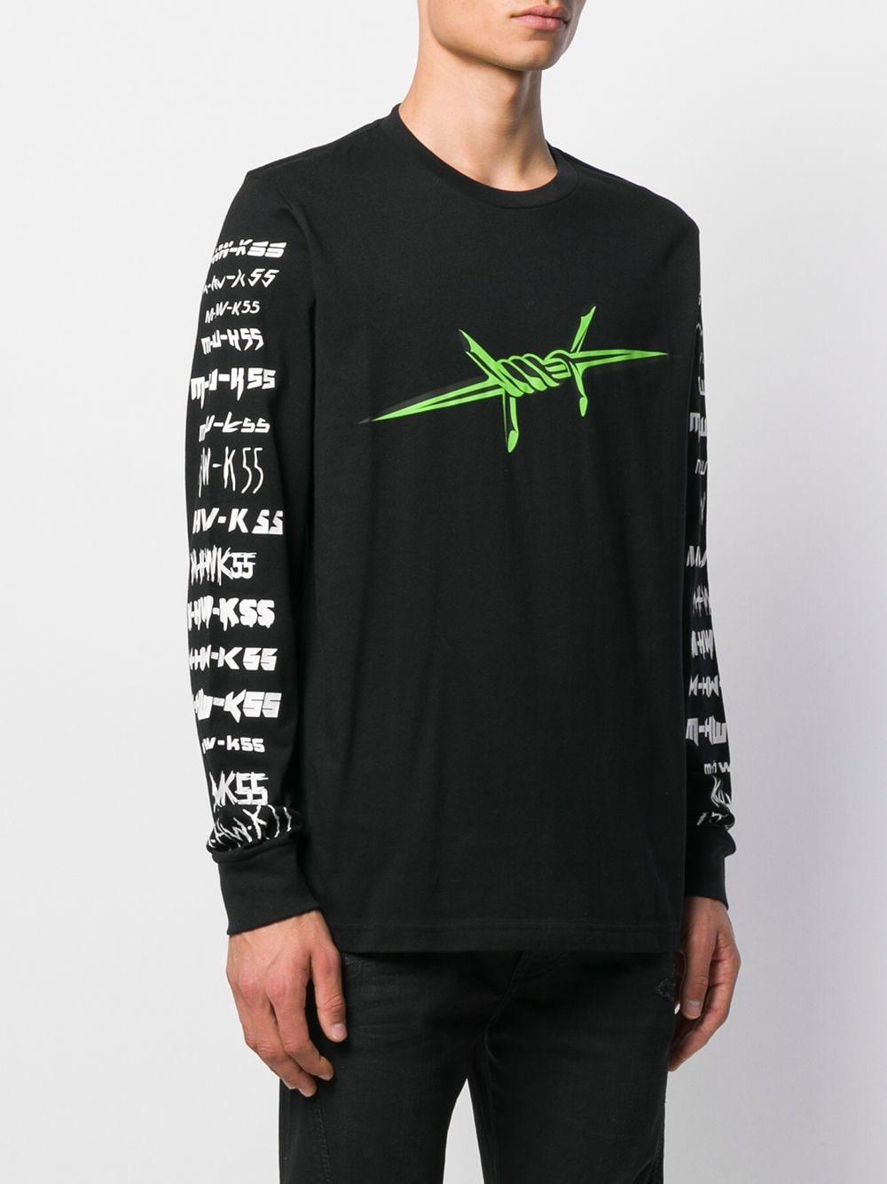 DIESEL Cotton Logo Sweatshirt With Barbed Wire Print in Black for Men - Lyst
