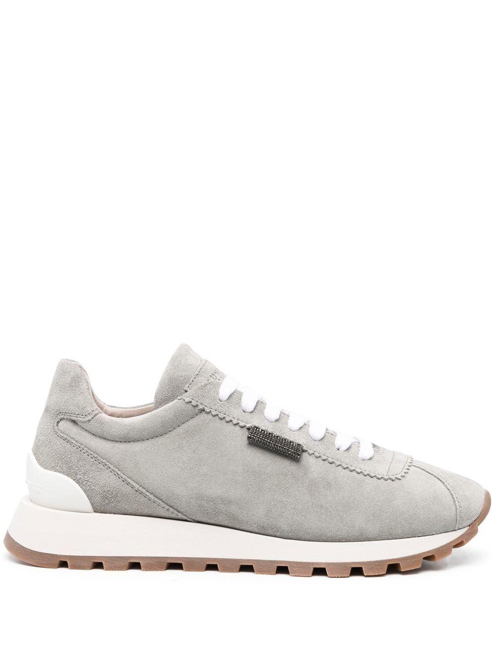 Brunello Cucinelli Chunky Suede Sneakers in White | Lyst