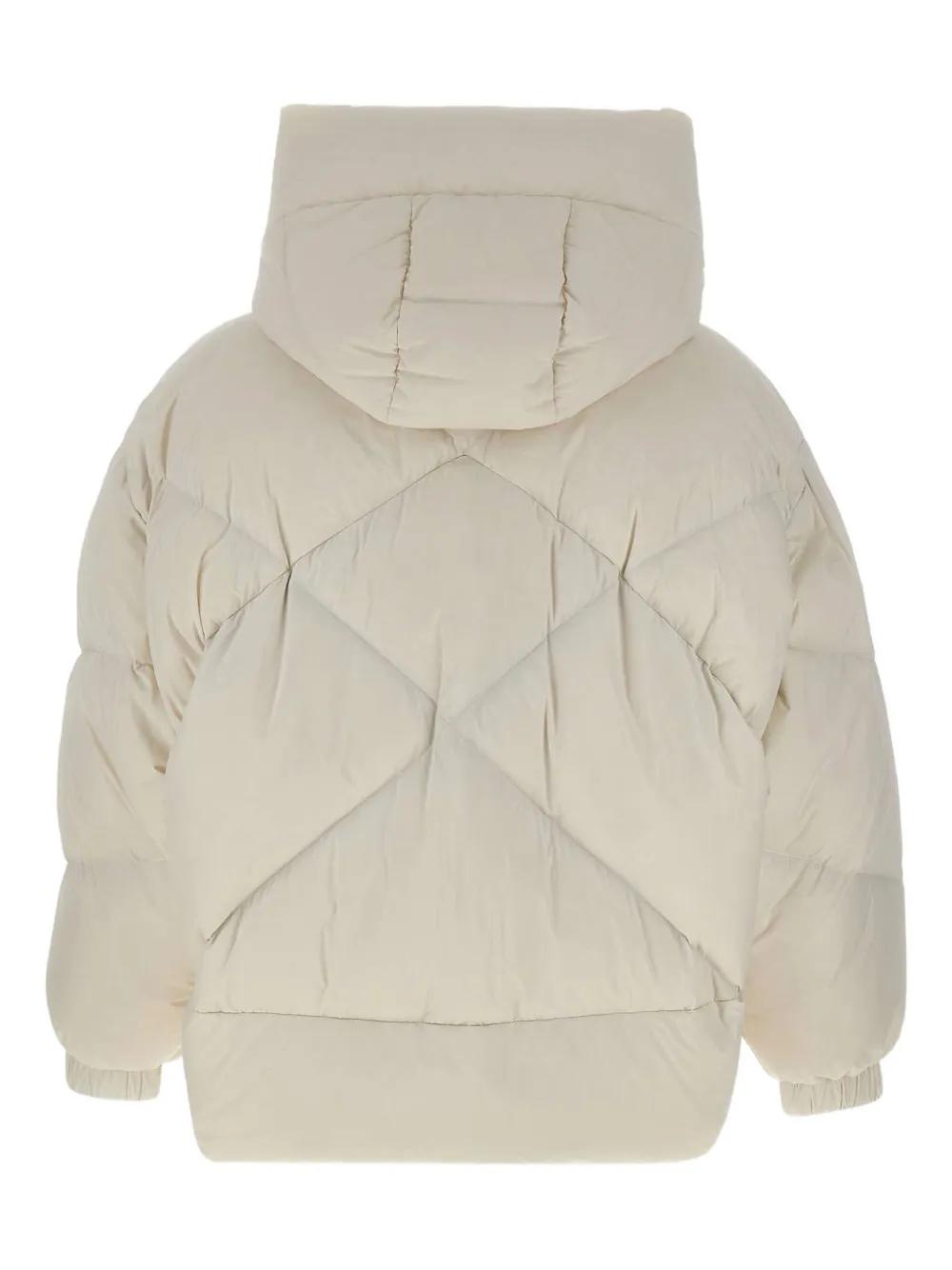 DUNO PEGGIE ホワイト　42 PEGGIE-OVERSIZED SHORT DOWN JACKET WITH HOOD IN NYLON