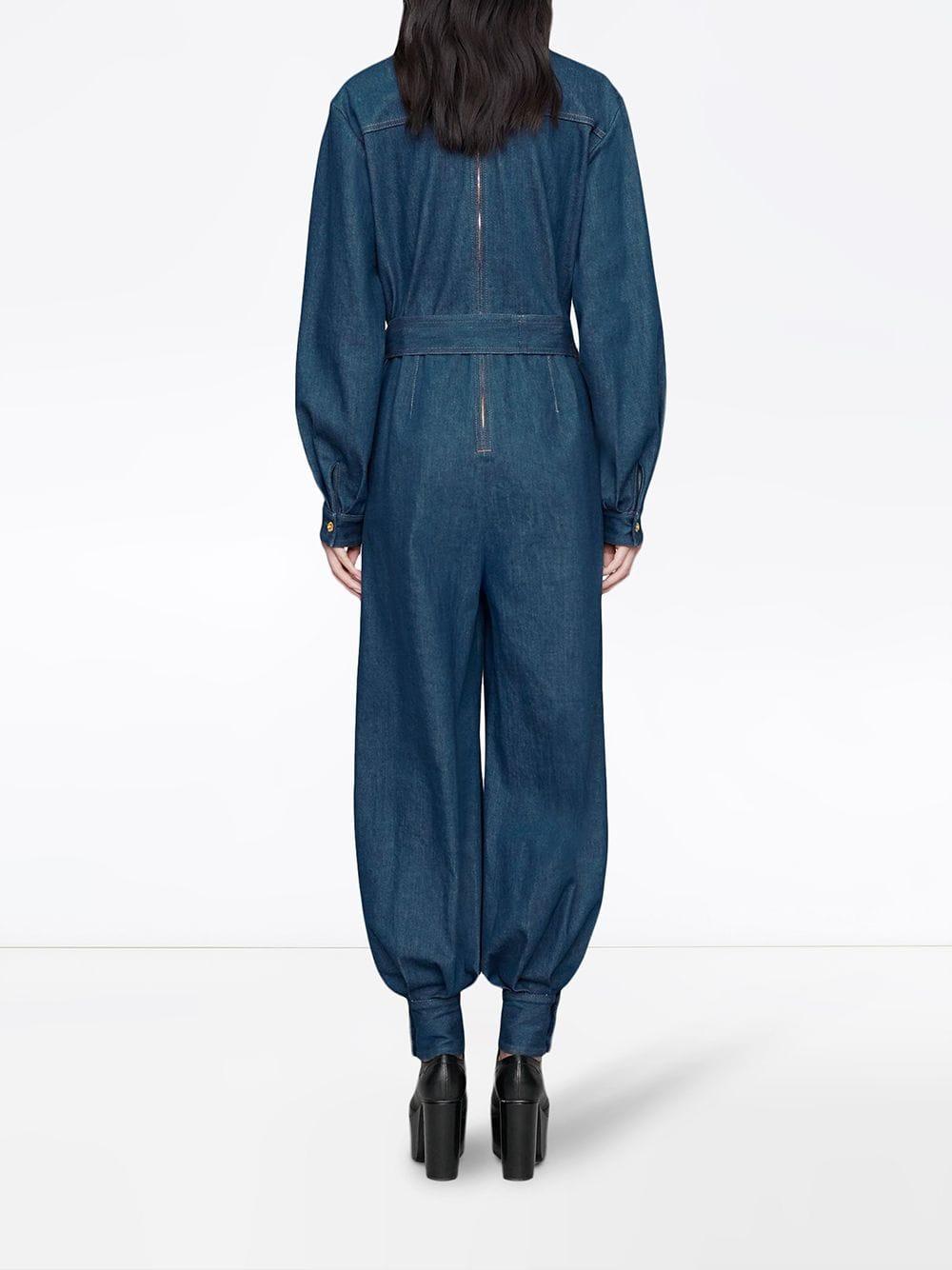 Gucci Belted Denim Jumpsuit in Blue | Lyst