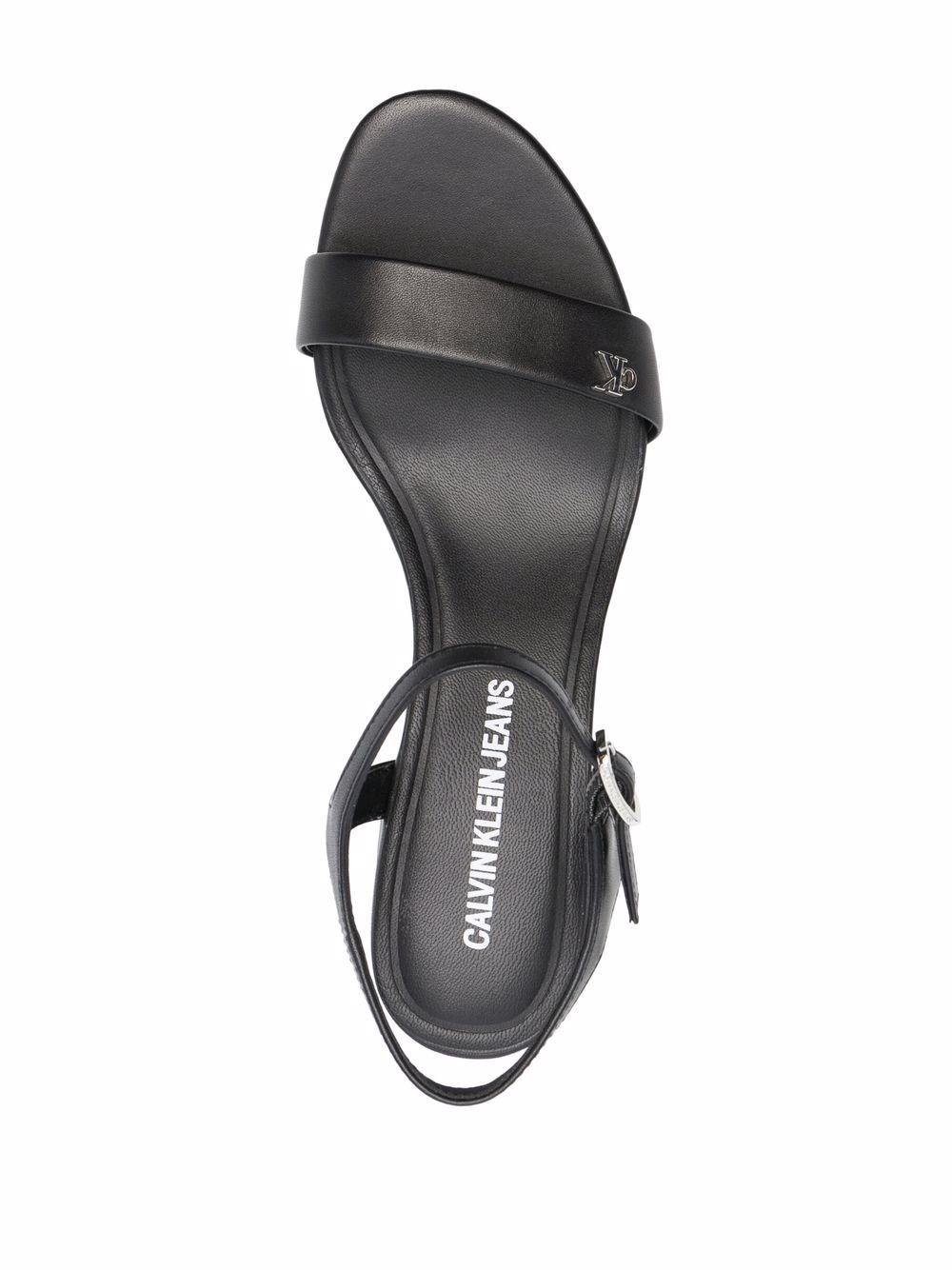 Calvin Klein Leather Block-heel Sandals in Black - Lyst
