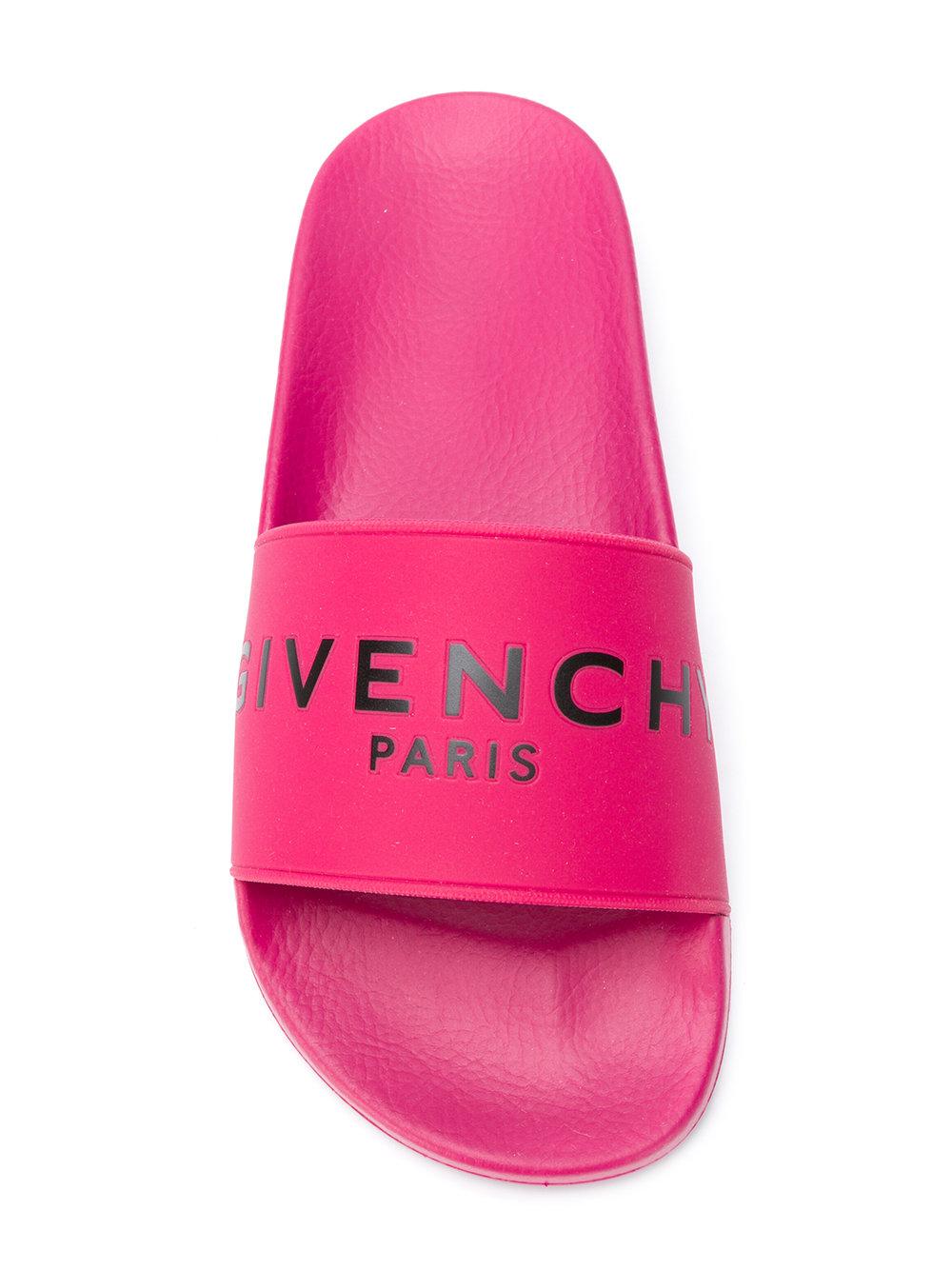 neon givenchy slides