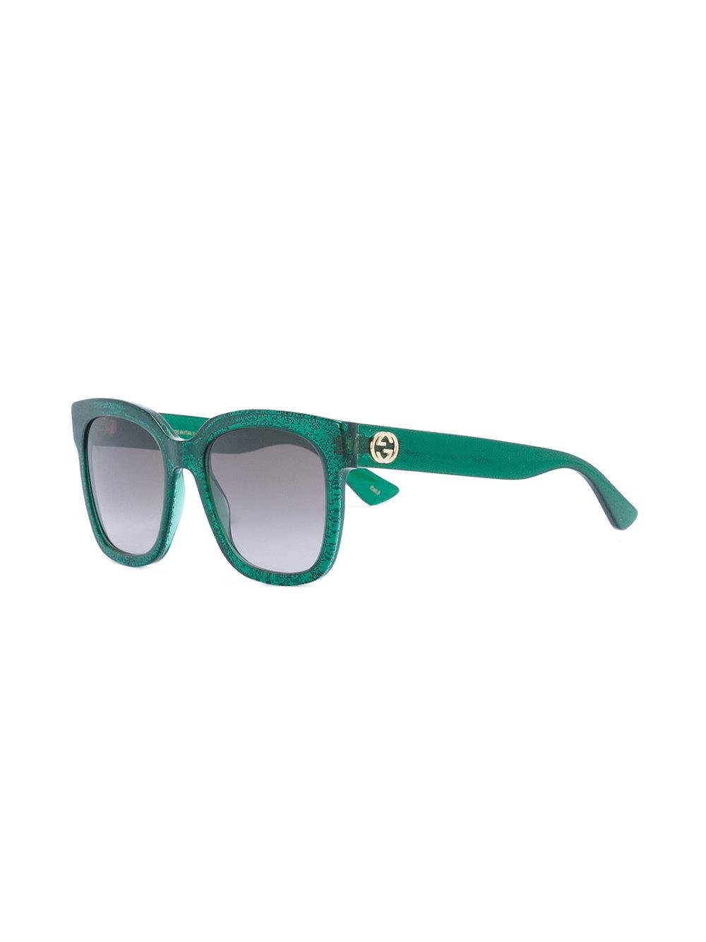 schattig ontwikkelen Knuppel Gucci Square Frame Glitter Sunglasses in Green | Lyst