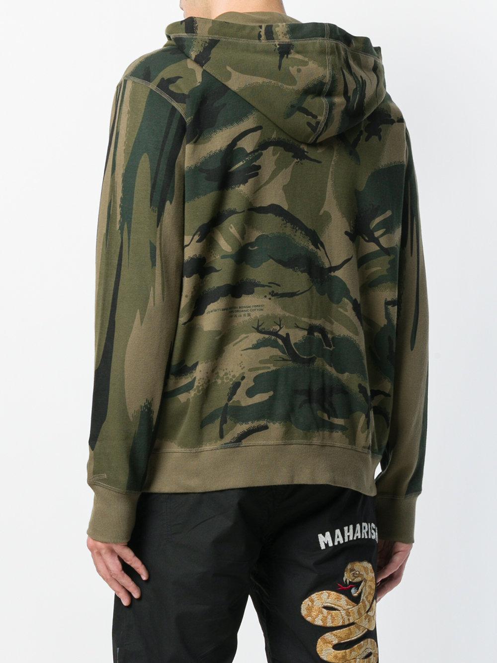 Maharishi Cotton Camouflage Print Zip Up Hoodie in Green for Men Lyst