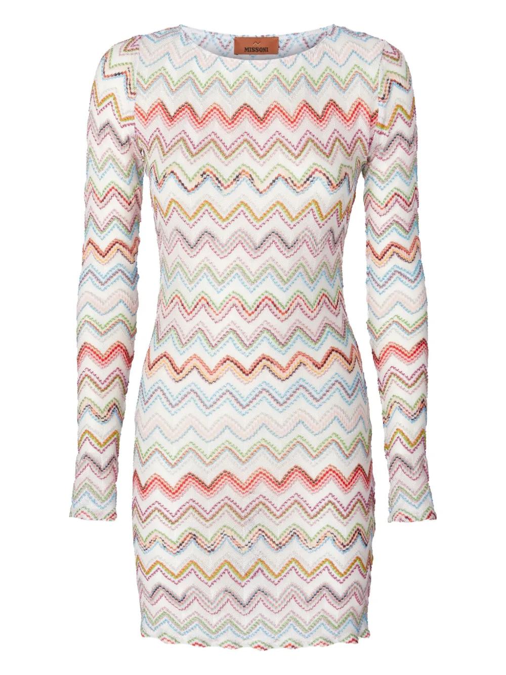 Missoni Zigzag-Woven Mini Dress in White | Lyst
