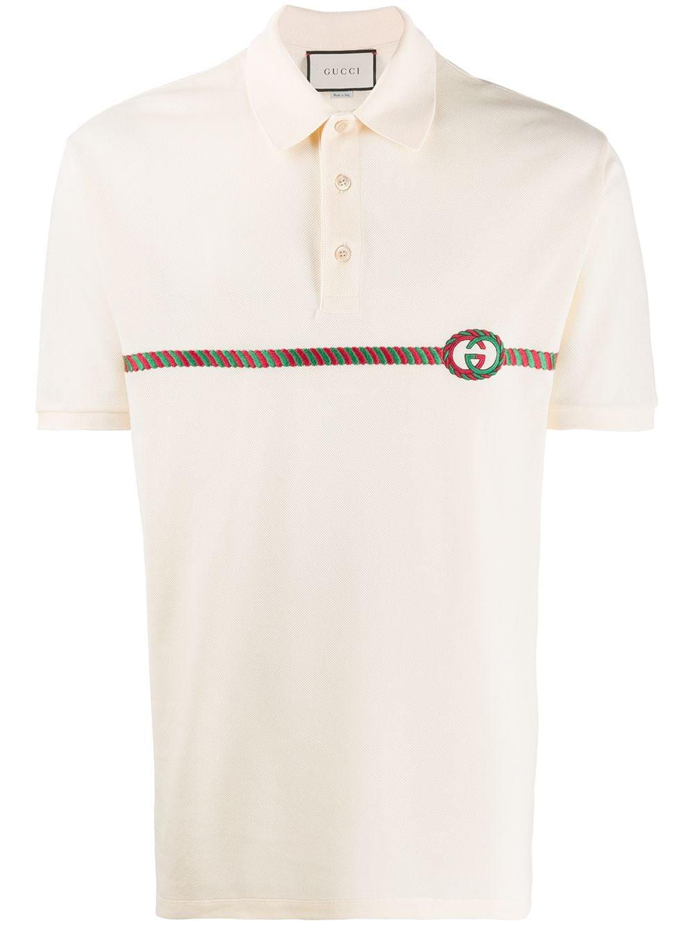 Gucci Synthetic GG Embroidered Polo Shirt in White for Men - Lyst