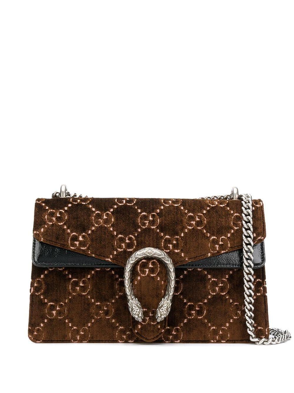 Gucci Dionysus GG Velvet Small Shoulder Bag in Brown | Lyst