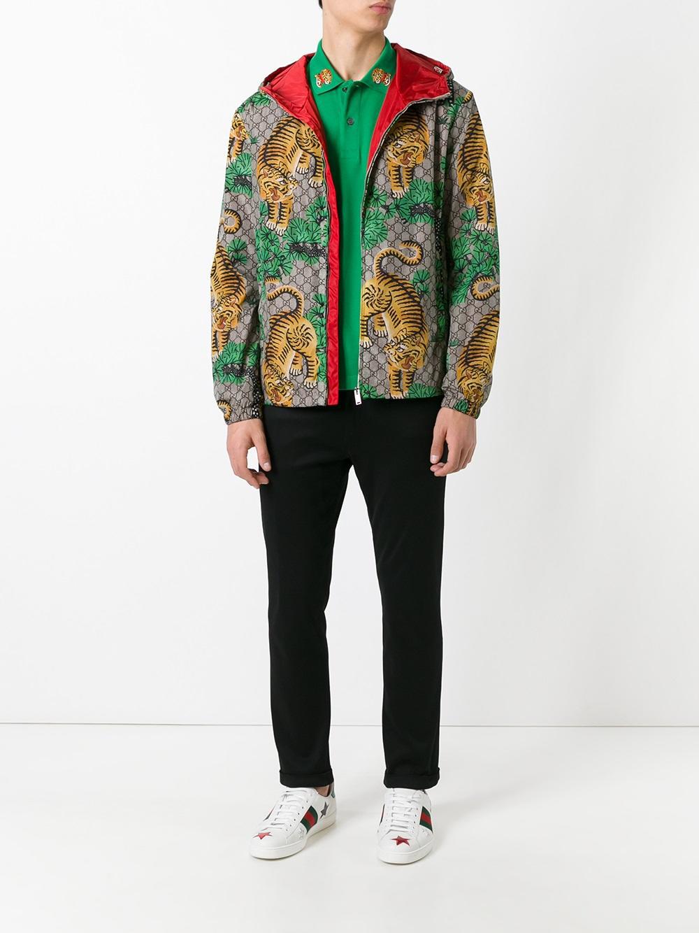 Geven Geldschieter Puno Gucci Bengal Tiger Print Jacket in Green for Men | Lyst