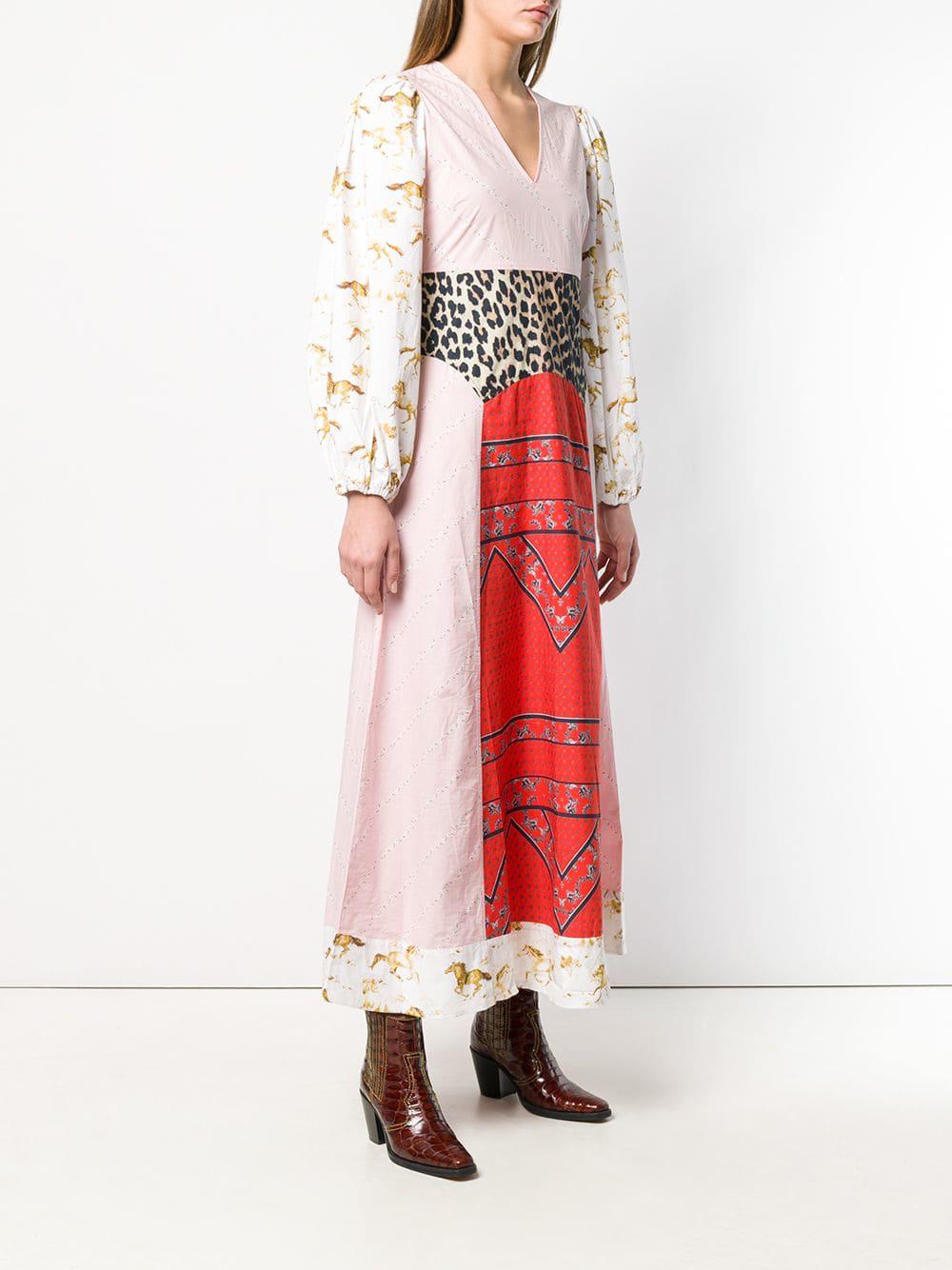 ganni mixed cotton poplin maxi dress