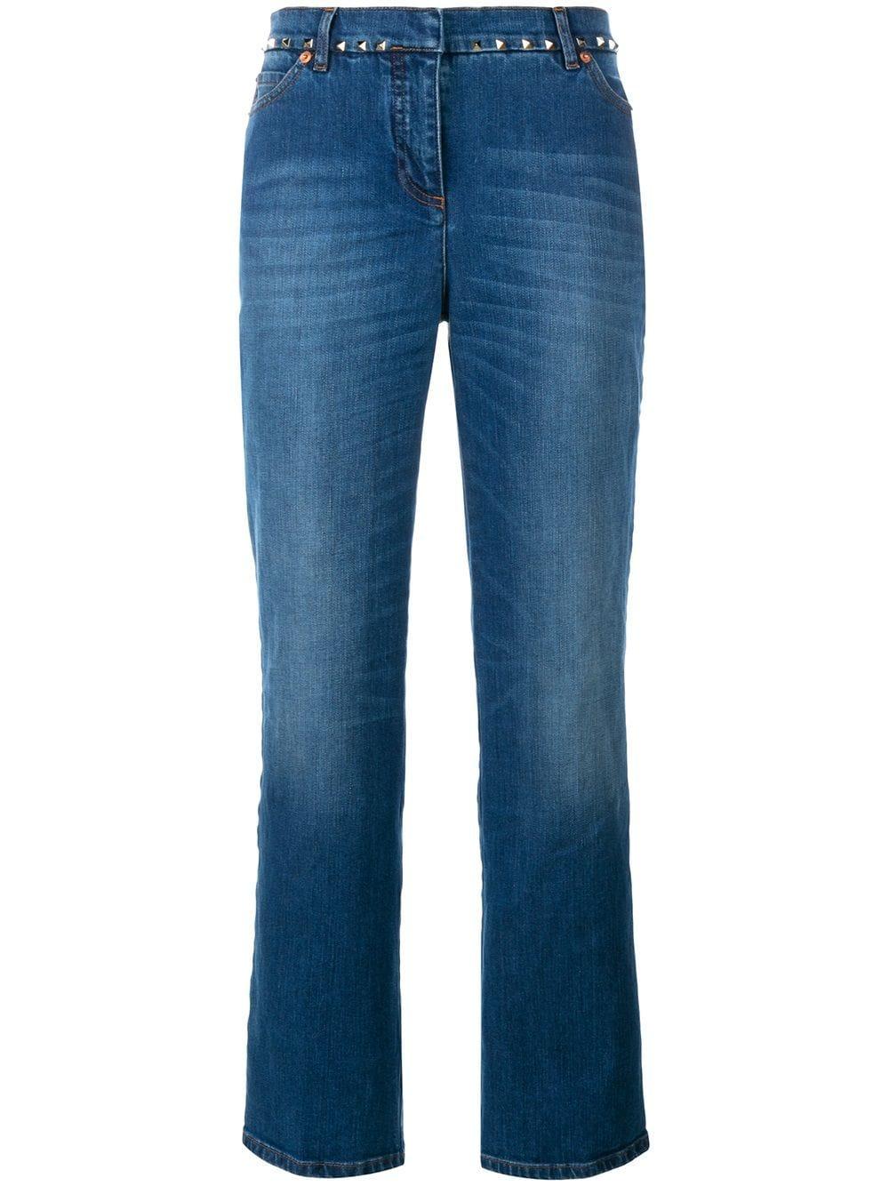 Valentino Denim Rockstud Flared Leg Jeans in Blue - Lyst