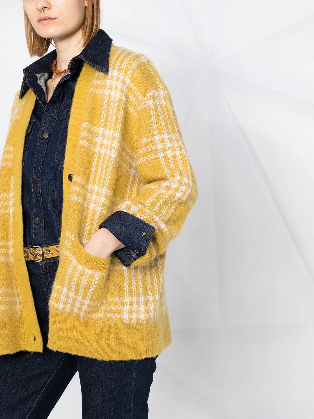 RE/DONE Plaid Check Cardigan in Yellow | Lyst