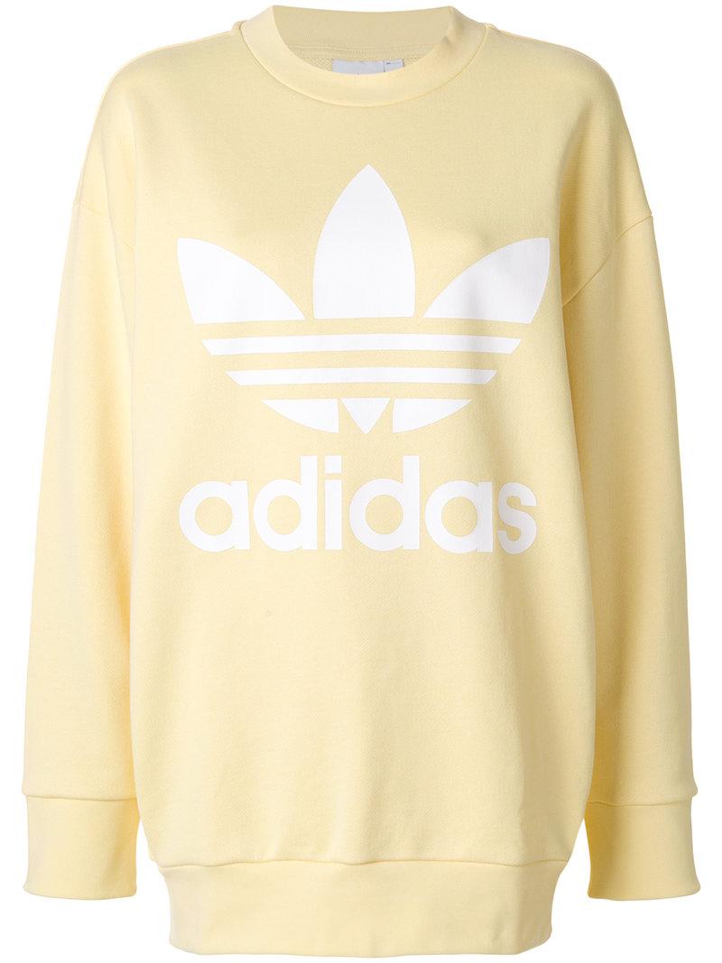 adidas originals trefoil oversized sweatshirt in yellow