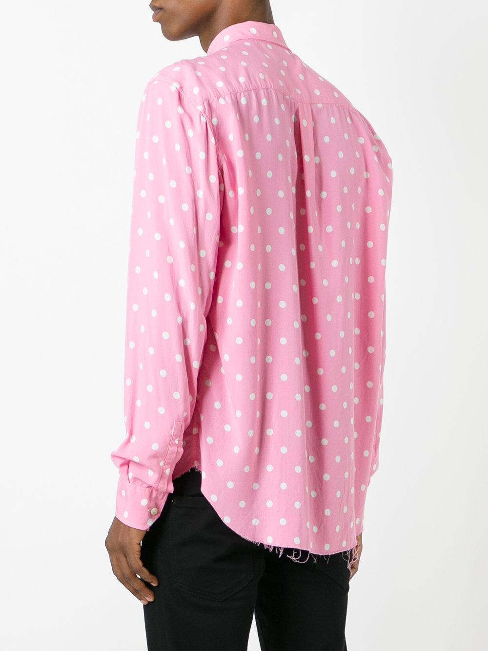 saint laurent pink polka dot shirt