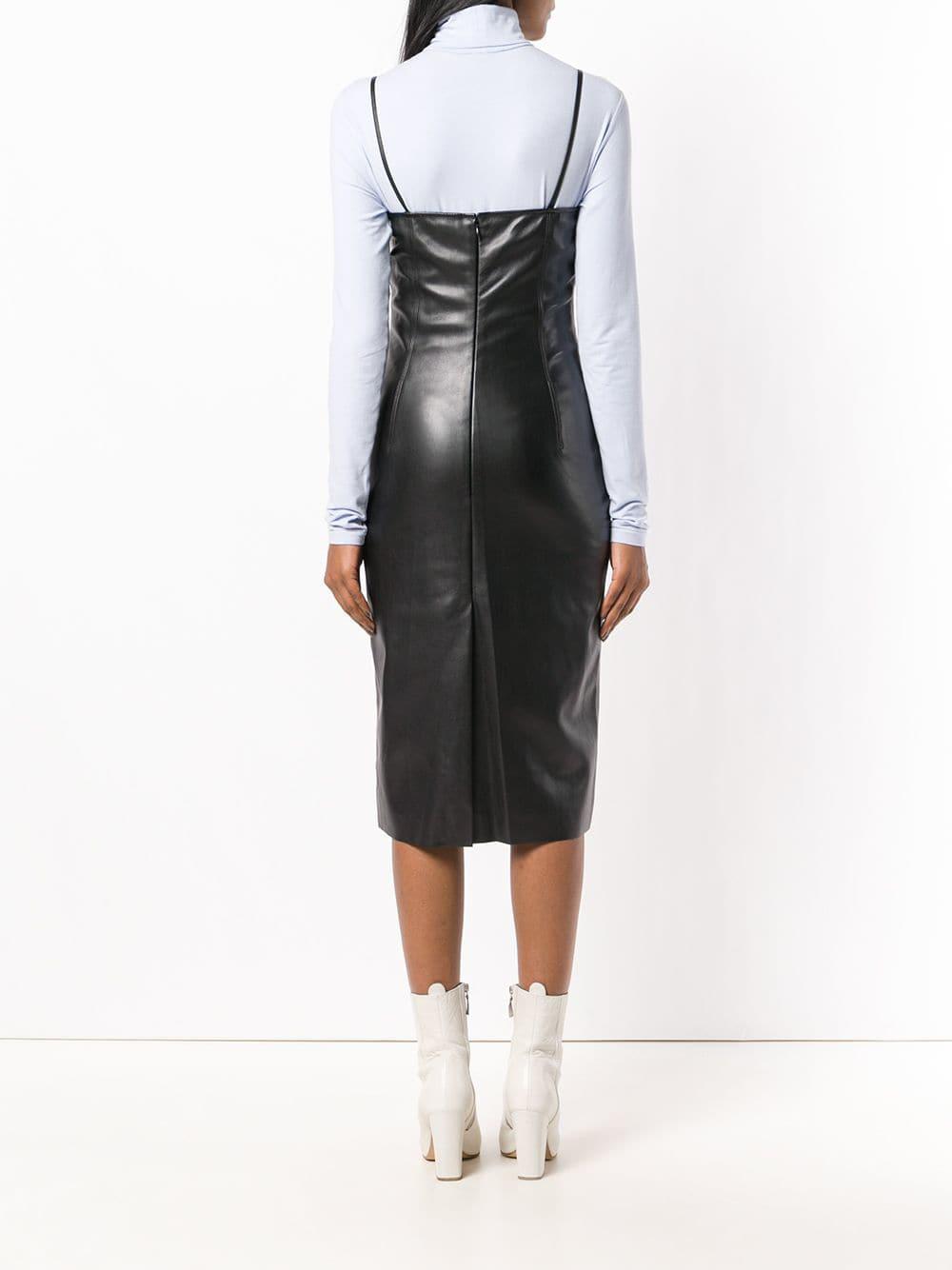 faux leather slip dress