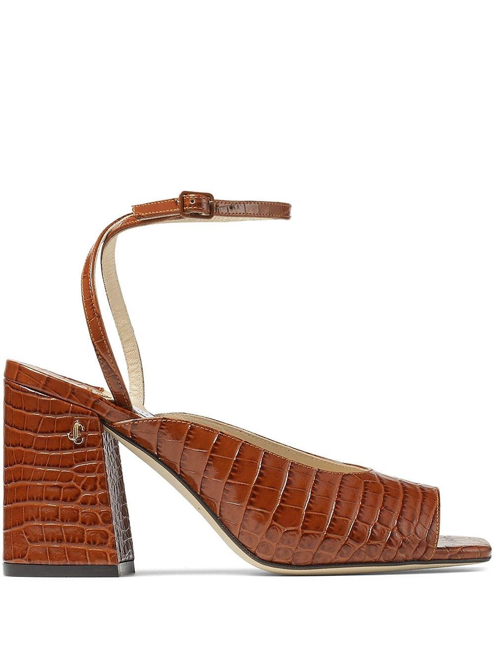 Jimmy Choo Jassidy Croc-embossed Leather Sandals in Tan (Brown) | Lyst