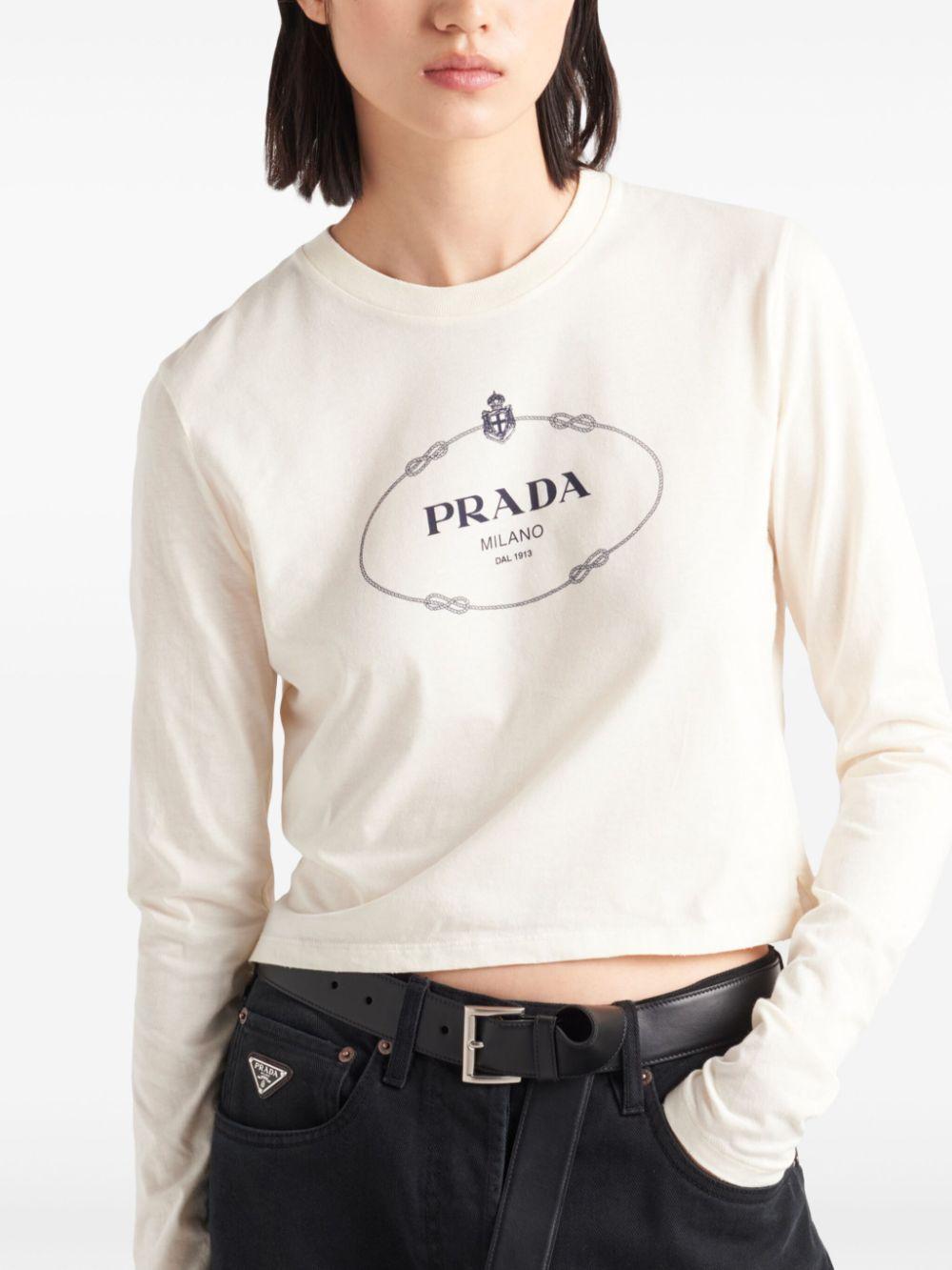 Prada logo t shirt women's online