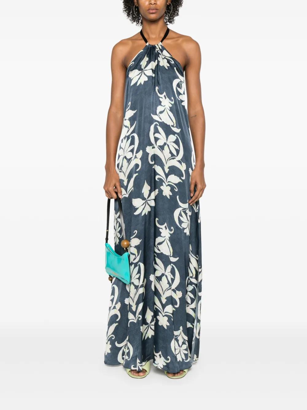 Forte Forte Floral Halter Neck Maxi Dress in Blue | Lyst