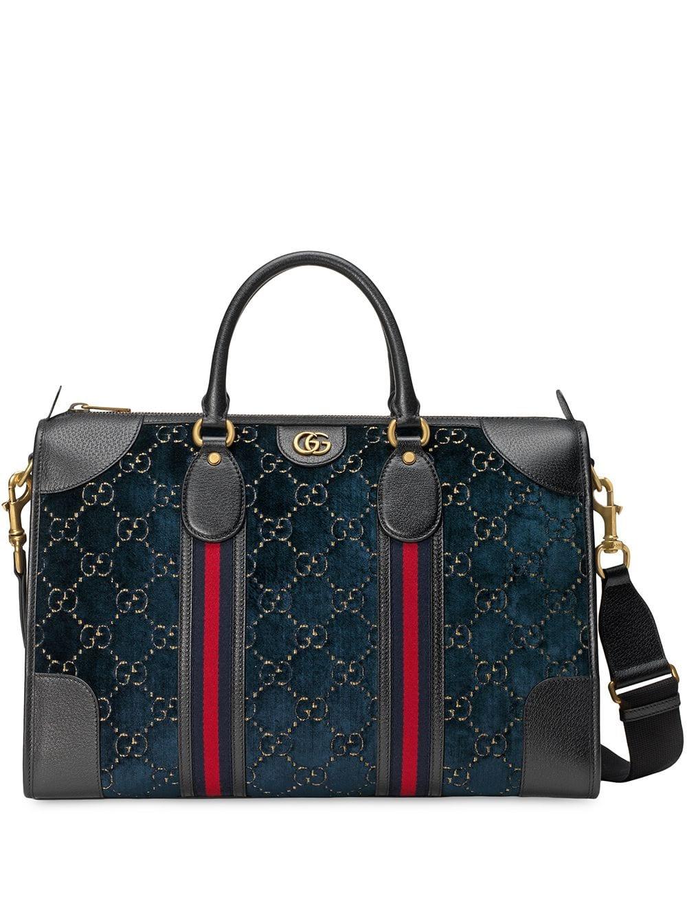 Gucci Men's GG Velvet Weekender Bag in Blue for Men | Lyst