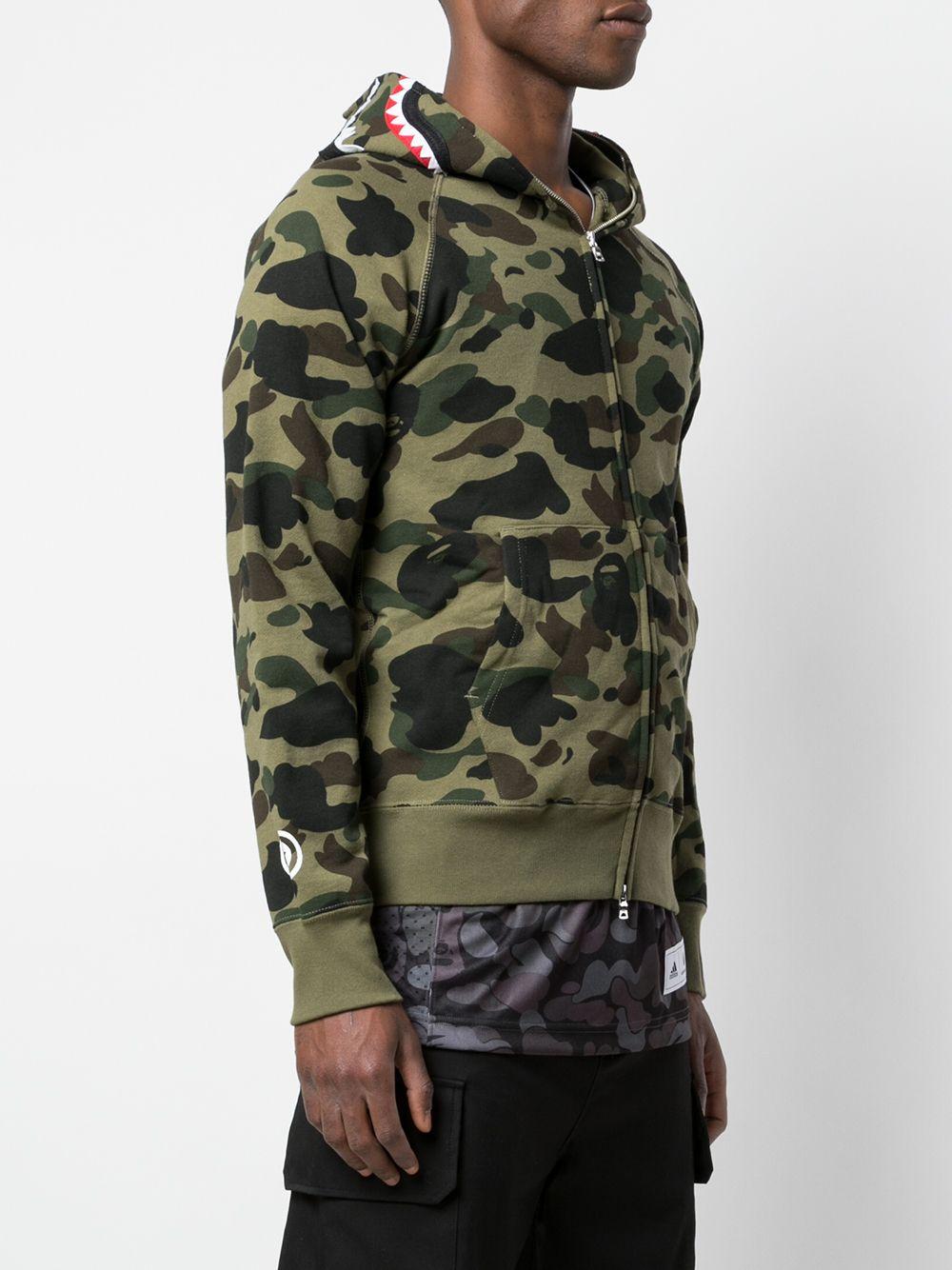 A Bathing Ape 1st Camo Zip-front Shark Hoodie in Green for Men - Lyst