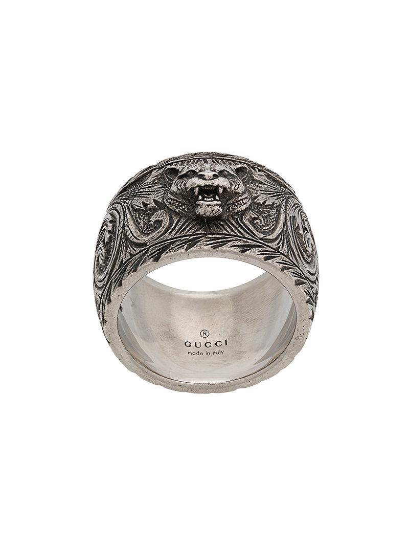 Gucci Feline Head Ring in Metallic for Men | Lyst