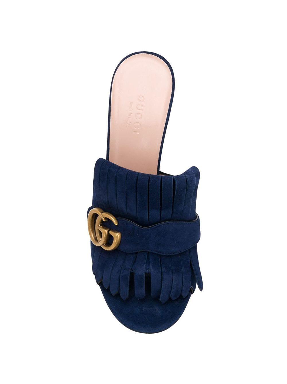 gucci suede mid heel slide