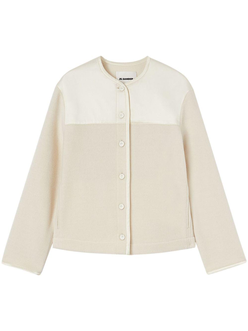 Jil Sander レディース ホワイト パネル フリースジャケット ジャケット