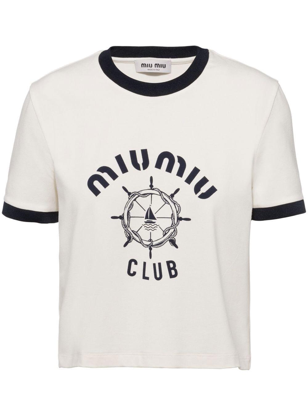 miu miu CLUB Tシャツ ホワイト Sサイズ Miu Miu Sail Club Cotton T-shirt in White | Lyst UK