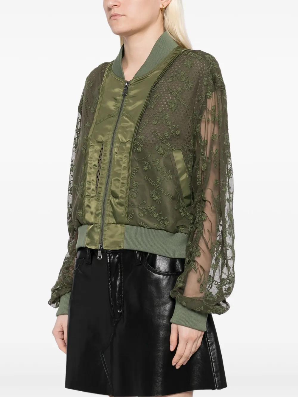 ★ANDERSSON BELL★ DOUBLE LAYERED LOGO LACE SHORT BOMBER ANDERSSON BELL Double Layered Logo Lace Short Bomber Jacket