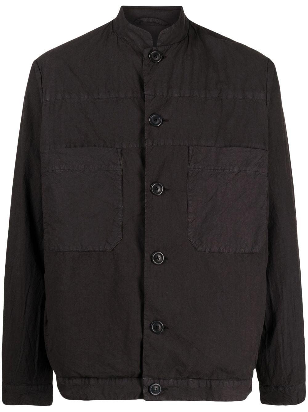 Casey Casey Collarless Buttoned Cotton Jacket in Black for Men | Lyst