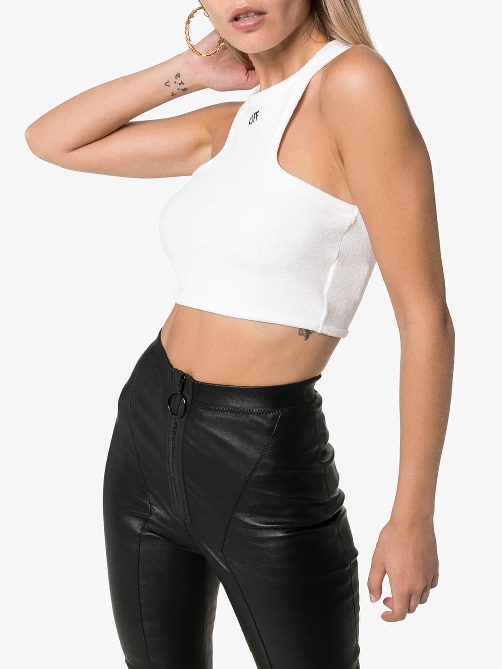 Off-White c/o Virgil Abloh Synthetic Racer-back Crop Top in White | Lyst
