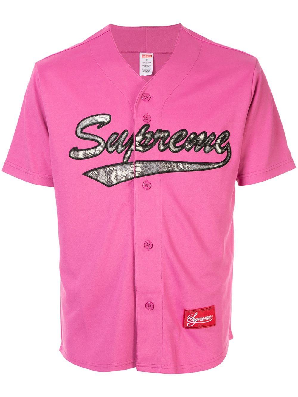 Supreme Logo Baseball Jersey in Pink for Men