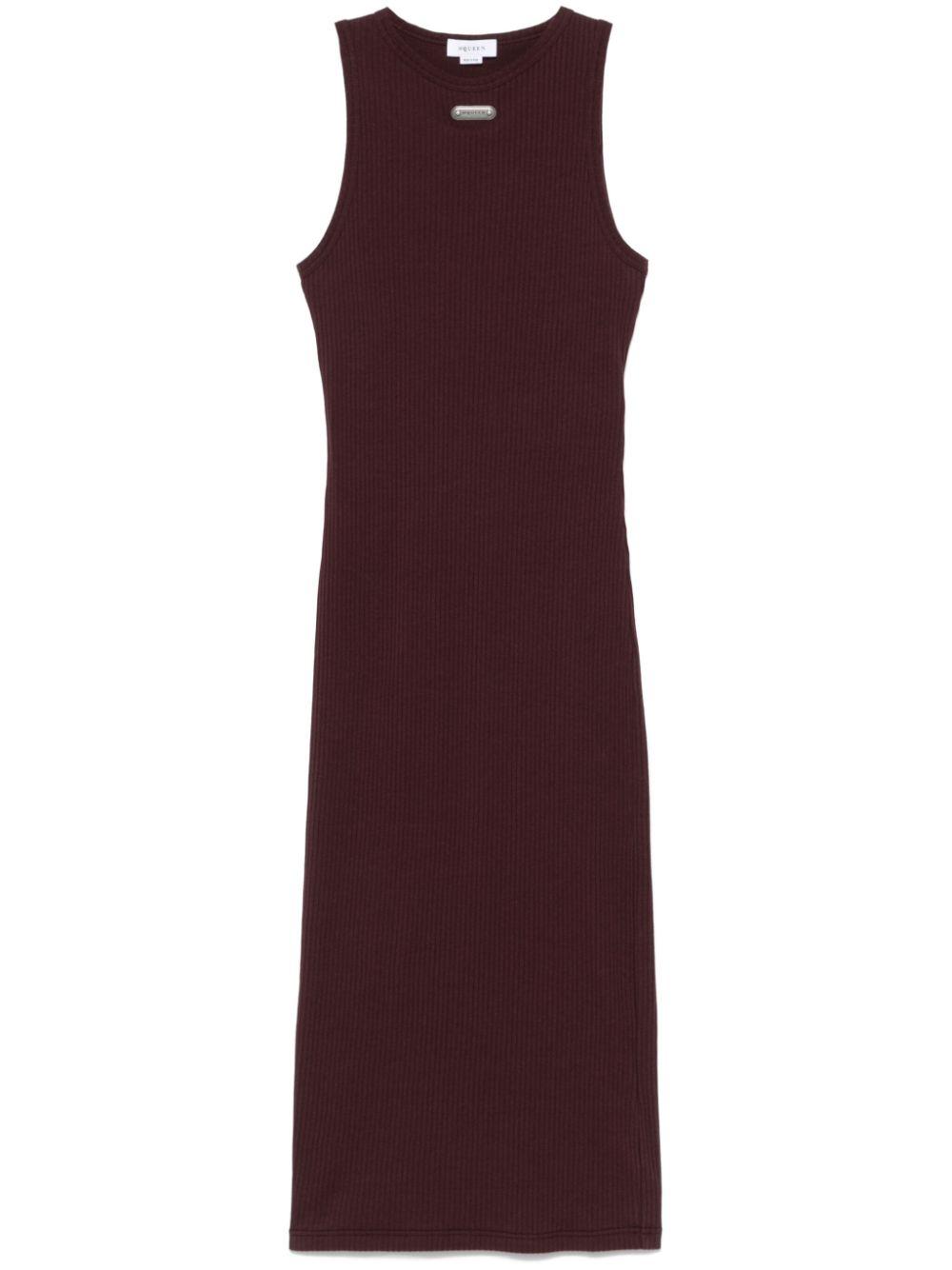 McQ Alexander McQueen バーガンディ胸元開きドレス XS ファッション