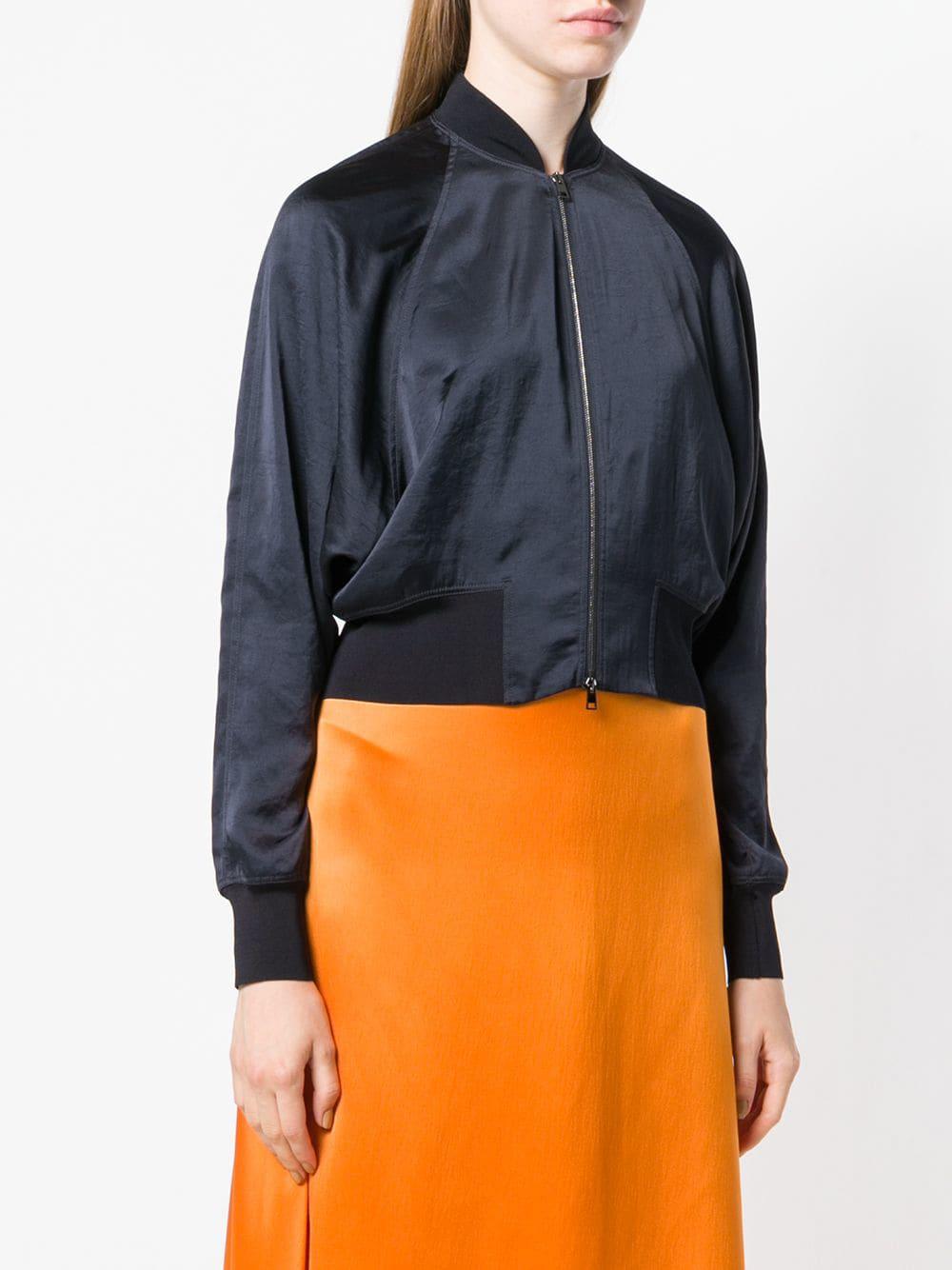 Theory Crushed Satin Raglan Jacket in Blue Lyst