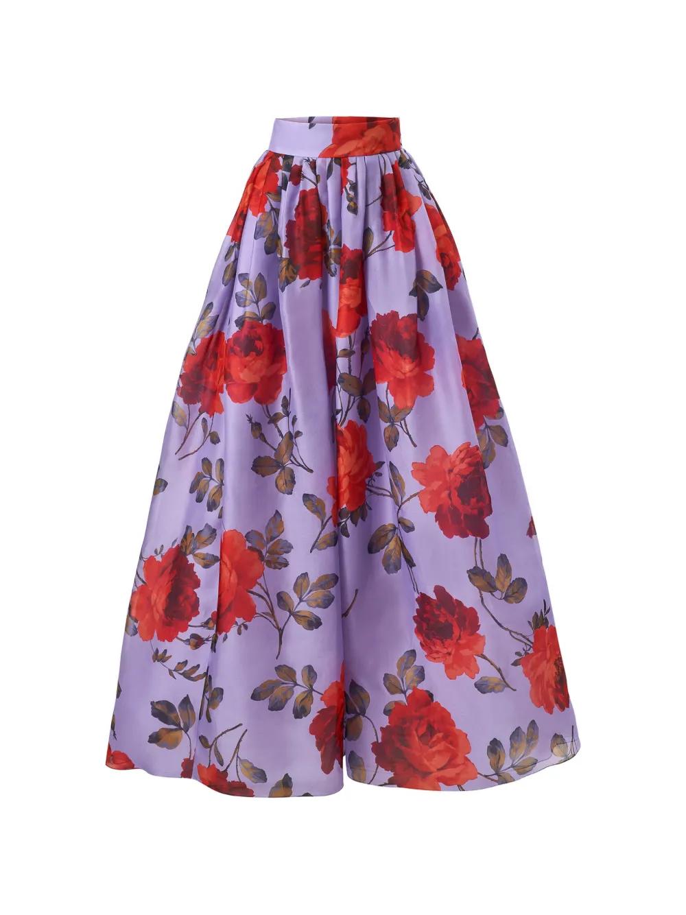 Jupe Midi Carolina Herrera Rose – Taille M, Coupe Godet, Maille Côtelée Viscose/laine, NEUF