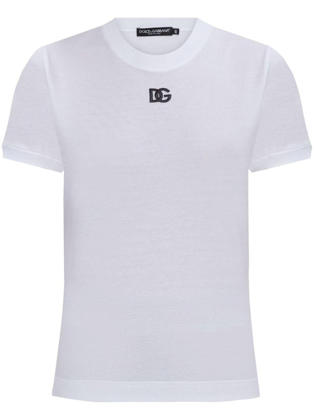 Dolce & Gabbana レディース ホワイト ロゴ Tシャツ トップス