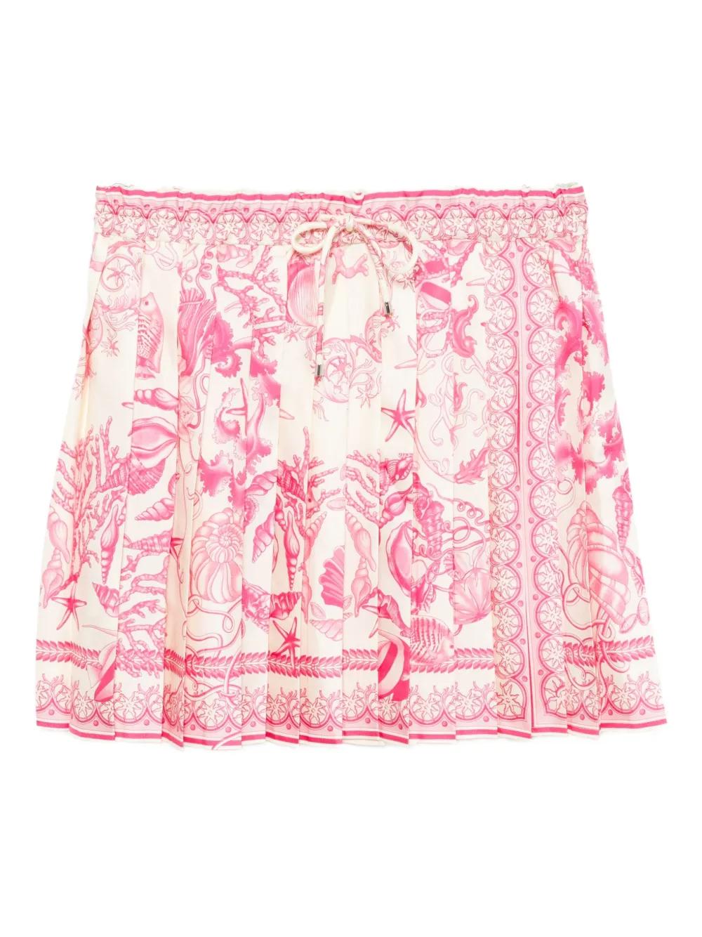 スカート VERSACE 'Versace Treasure' skirt Pink 10008291A13367 VERSACE Treasure $1690 Pink Silk Pinstripe Mini Skirt New