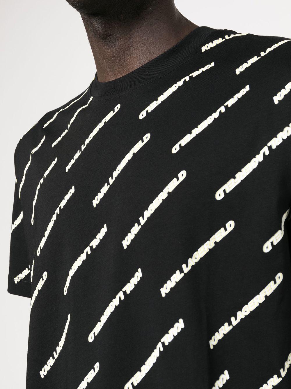 Karl Lagerfeld Paris Mens Logo Mesh Overlay Tee Shirt， Black