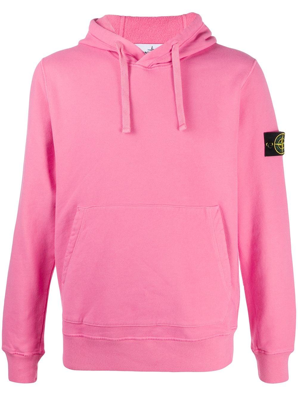 Download Stone Island Cotton Plain Logo Patch Hoodie in Pink for ...