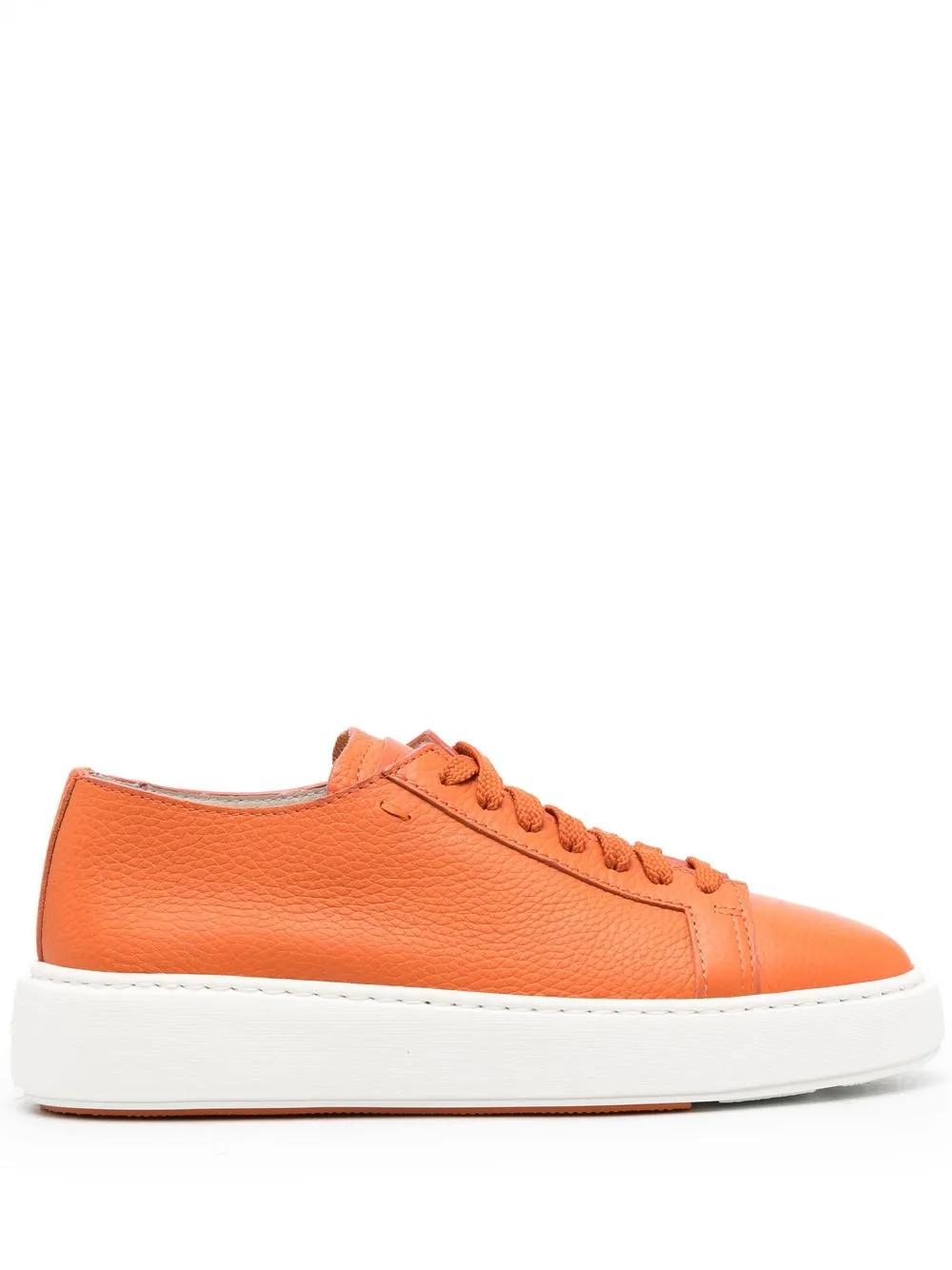 Chaussures 'glace' Oranges Santoni Pointure 38.5 - Cuir, Style Plat Décontracté, Neuf Avec Boîte