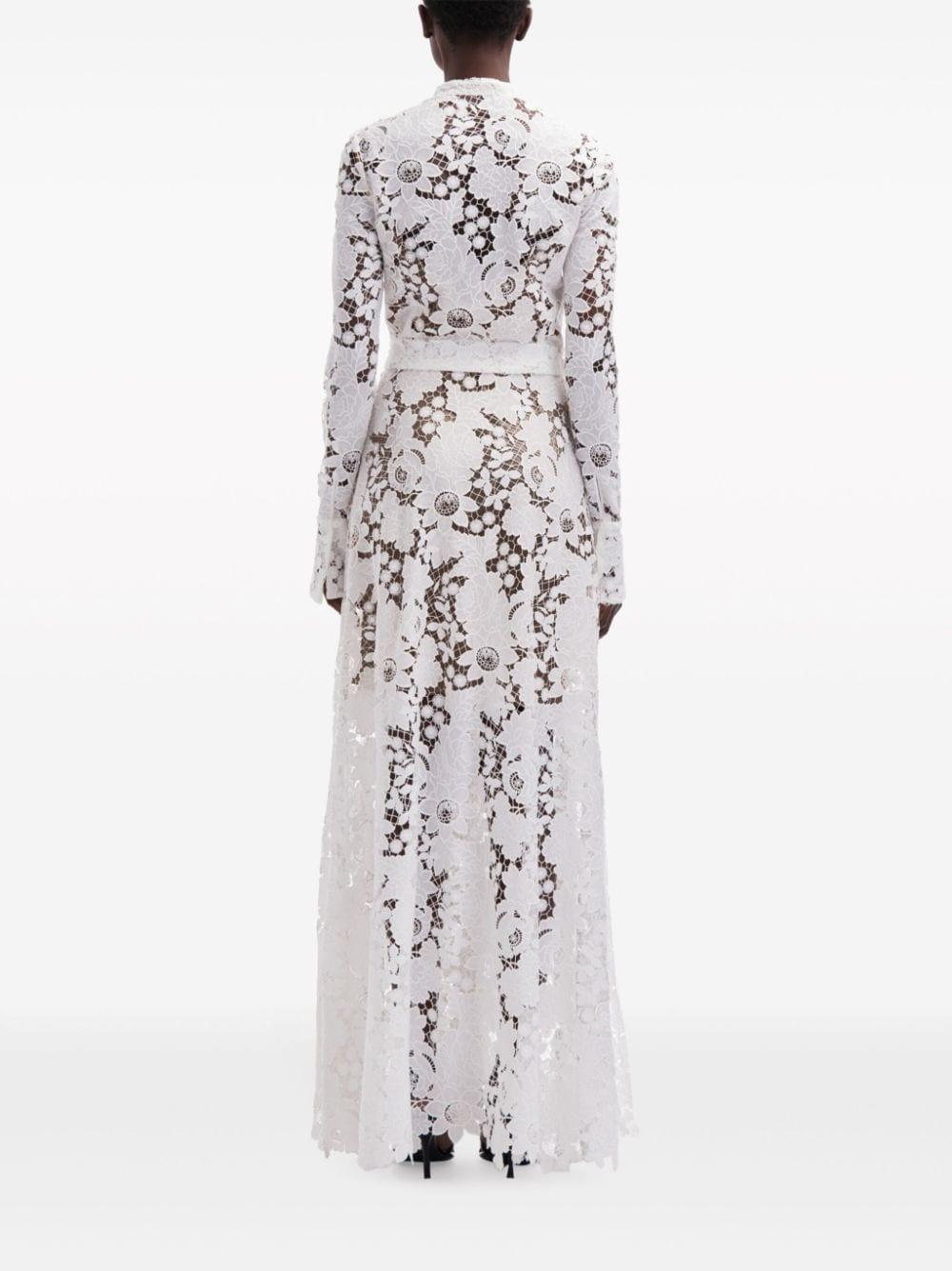 Oscar de la Renta Guipure-lace Maxi Shirt Dress in White | Lyst